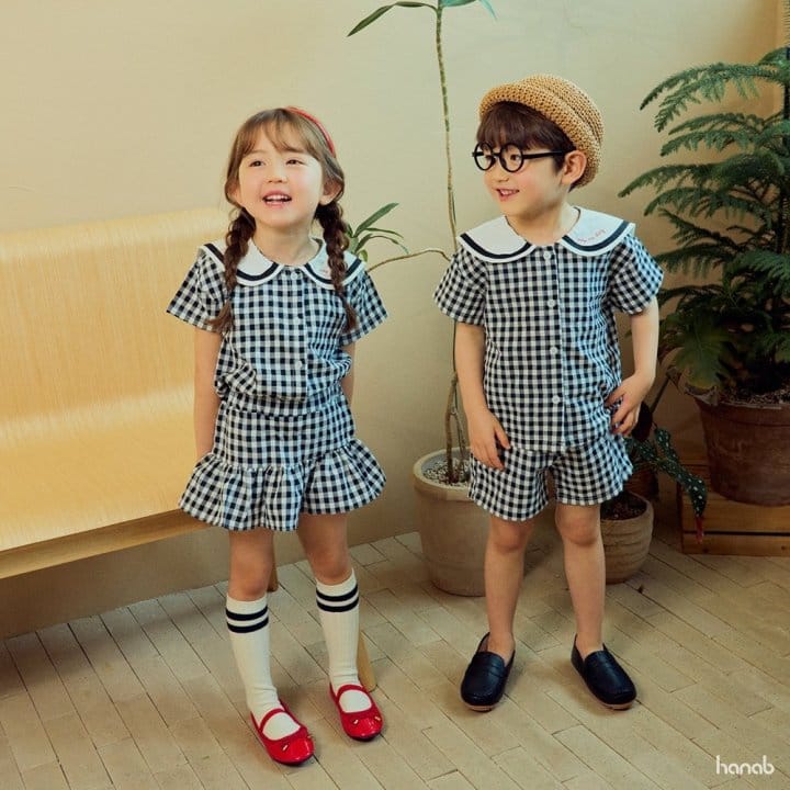 Hanab - Korean Children Fashion - #Kfashion4kids - Sera Check Top Bottom Set - 10