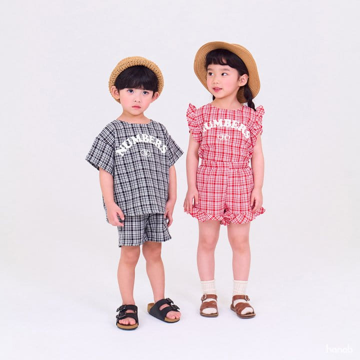 Hanab - Korean Children Fashion - #childofig - Cooling Check Top Bottom Set - 5