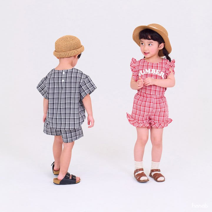 Hanab - Korean Children Fashion - #designkidswear - Cooling Check Top Bottom Set - 8