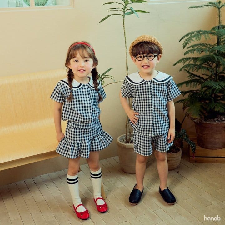 Hanab - Korean Children Fashion - #childrensboutique - Sera Check Top Bottom Set - 4