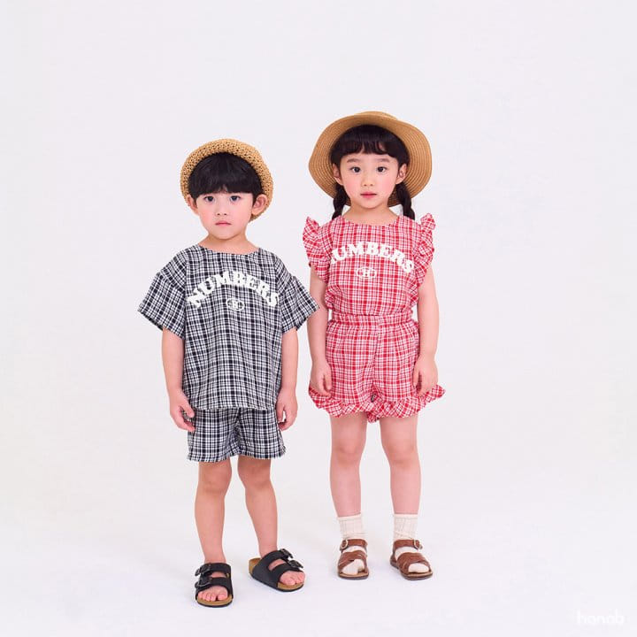 Hanab - Korean Children Fashion - #discoveringself - Cooling Check Top Bottom Set - 9