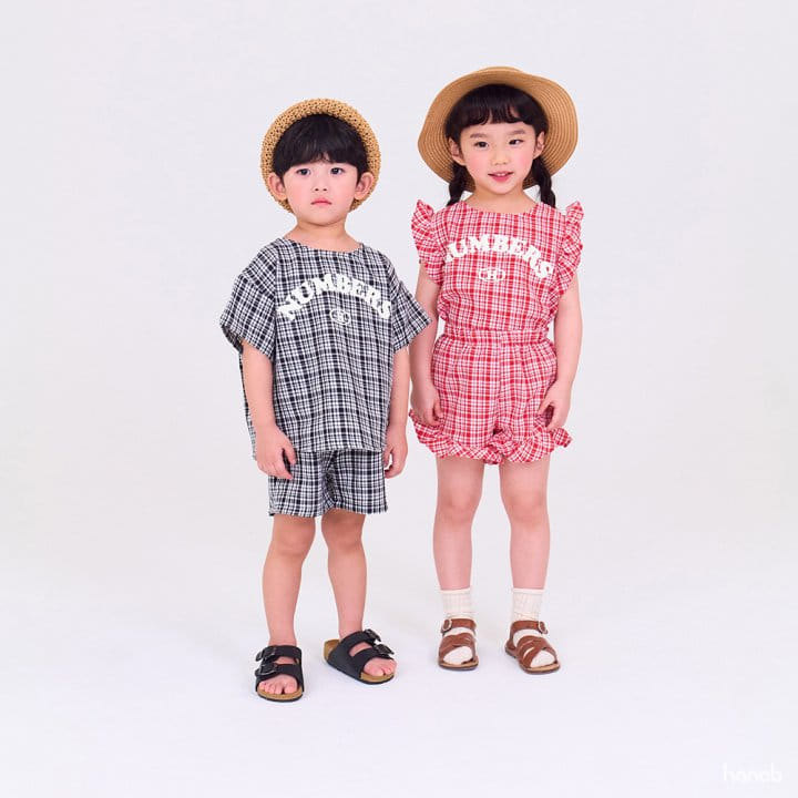 Hanab - Korean Children Fashion - #fashionkids - Cooling Check Top Bottom Set - 10