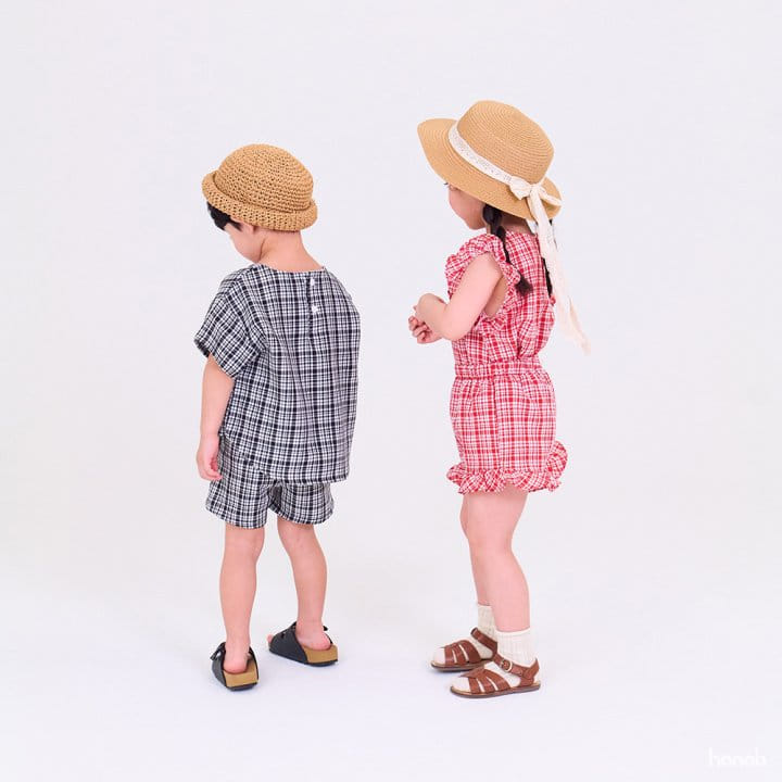 Hanab - Korean Children Fashion - #kidsshorts - Cooling Check Top Bottom Set - 11