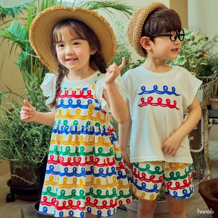 Hanab - Korean Children Fashion - #kidsshorts - Wave Pants One-Piece Set - 8
