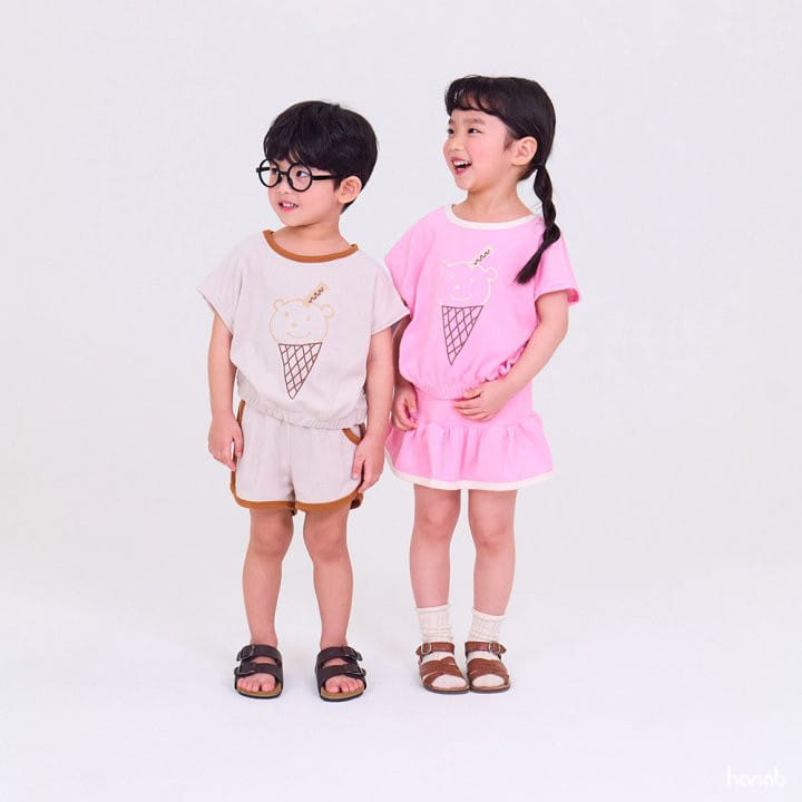 Hanab - Korean Children Fashion - #littlefashionista - Bear Cone Top Bottom Set - 3