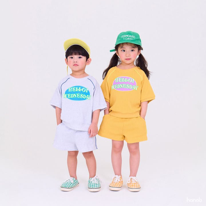 Hanab - Korean Children Fashion - #littlefashionista - Hello Waffle Top Bottom Set - 2