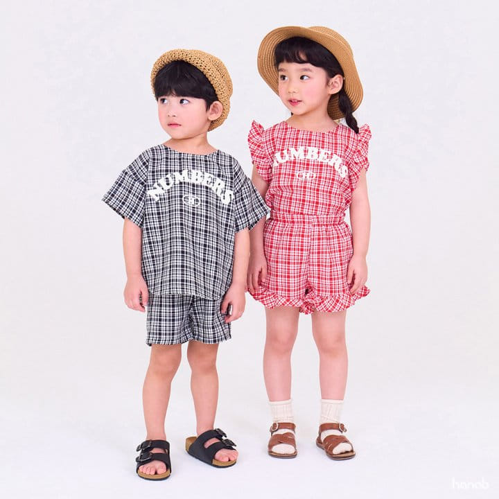 Hanab - Korean Children Fashion - #littlefashionista - Cooling Check Top Bottom Set