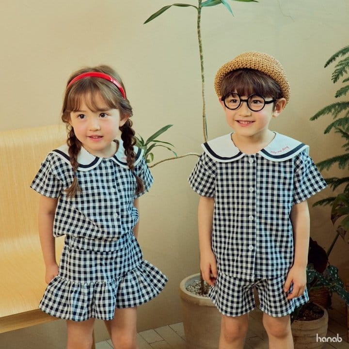 Hanab - Korean Children Fashion - #littlefashionista - Sera Check Top Bottom Set - 11