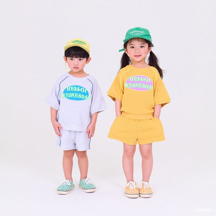 Hanab - Korean Children Fashion - #magicofchildhood - Hello Waffle Top Bottom Set - 3
