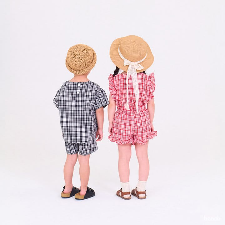 Hanab - Korean Children Fashion - #magicofchildhood - Cooling Check Top Bottom Set - 2