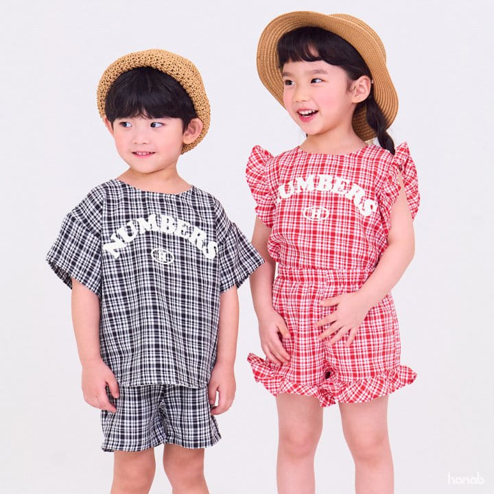 Hanab - Korean Children Fashion - #minifashionista - Cooling Check Top Bottom Set - 4
