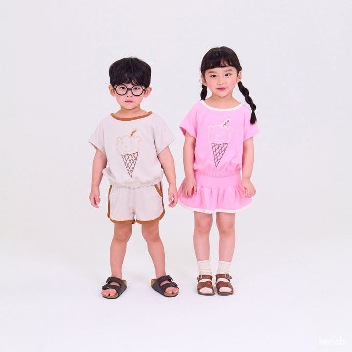 Hanab - Korean Children Fashion - #toddlerclothing - Bear Cone Top Bottom Set - 8