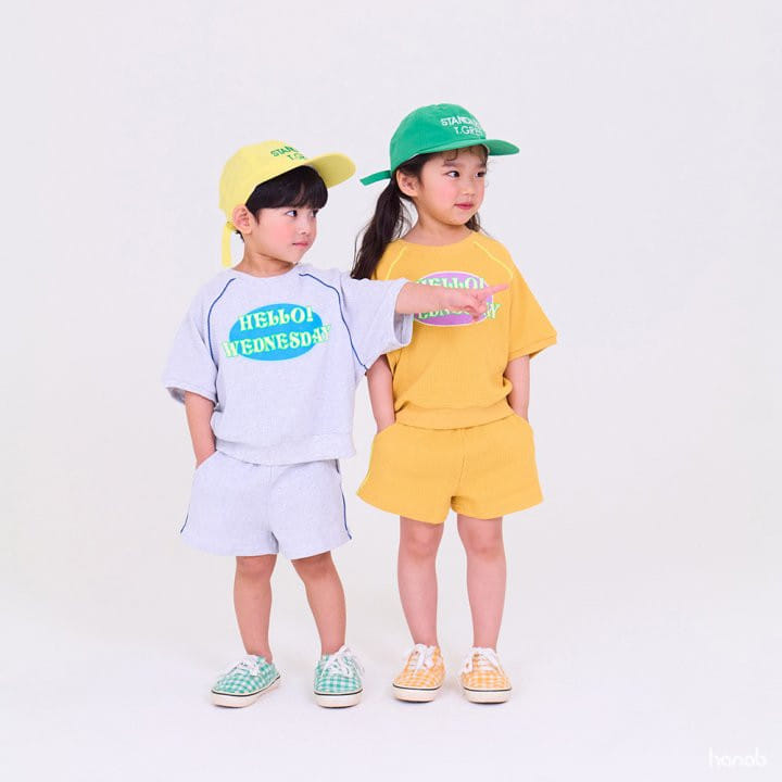 Hanab - Korean Children Fashion - #toddlerclothing - Hello Waffle Top Bottom Set - 7