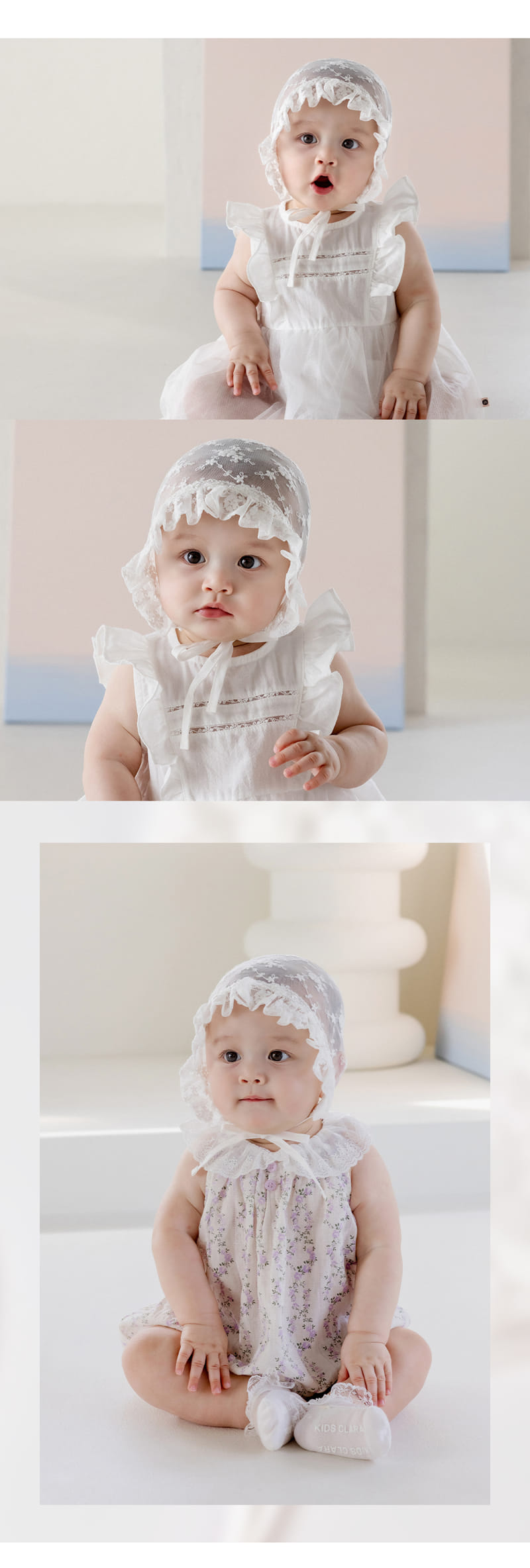 Kids Clara - Korean Baby Fashion - #onlinebabyshop - Mello Lace Baby Bonnet - 4