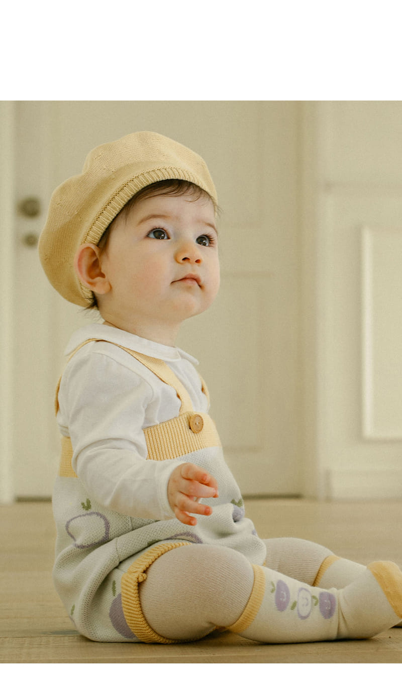 Kids Clara - Korean Baby Fashion - #babyfever - Purple Berry Knit Baby Overalls