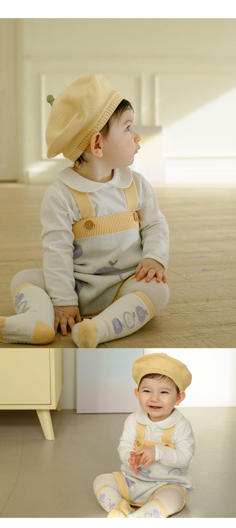 Kids Clara - Korean Baby Fashion - #babygirlfashion - Purple Berry Knit Baby Overalls - 2