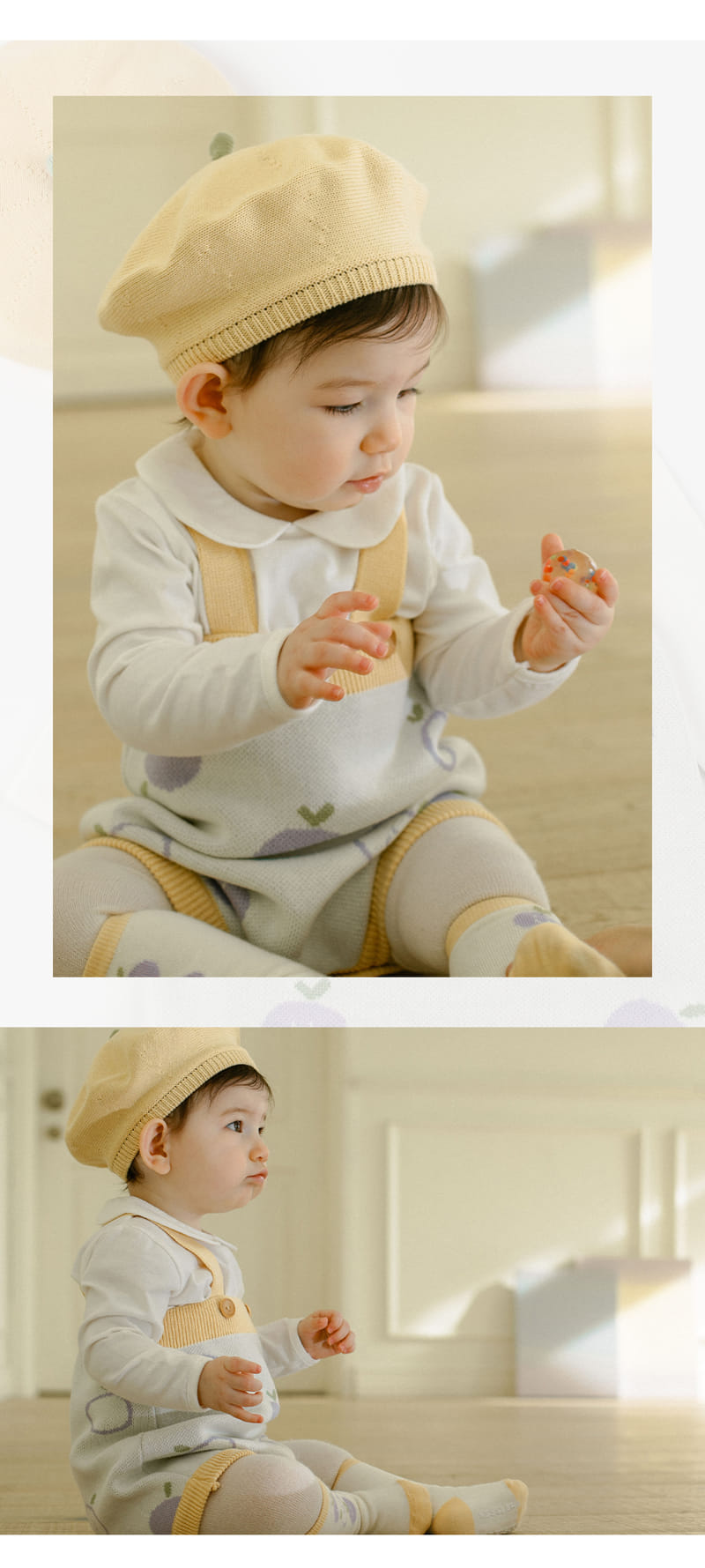Kids Clara - Korean Baby Fashion - #babylifestyle - Purple Berry Knit Baby Overalls - 3
