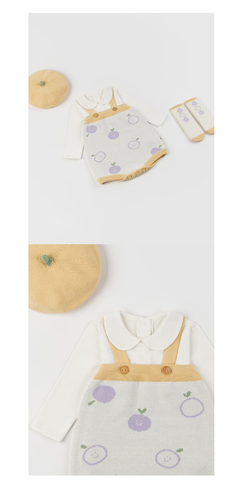 Kids Clara - Korean Baby Fashion - #babylifestyle - Purple Berry Knit Baby Overalls - 4