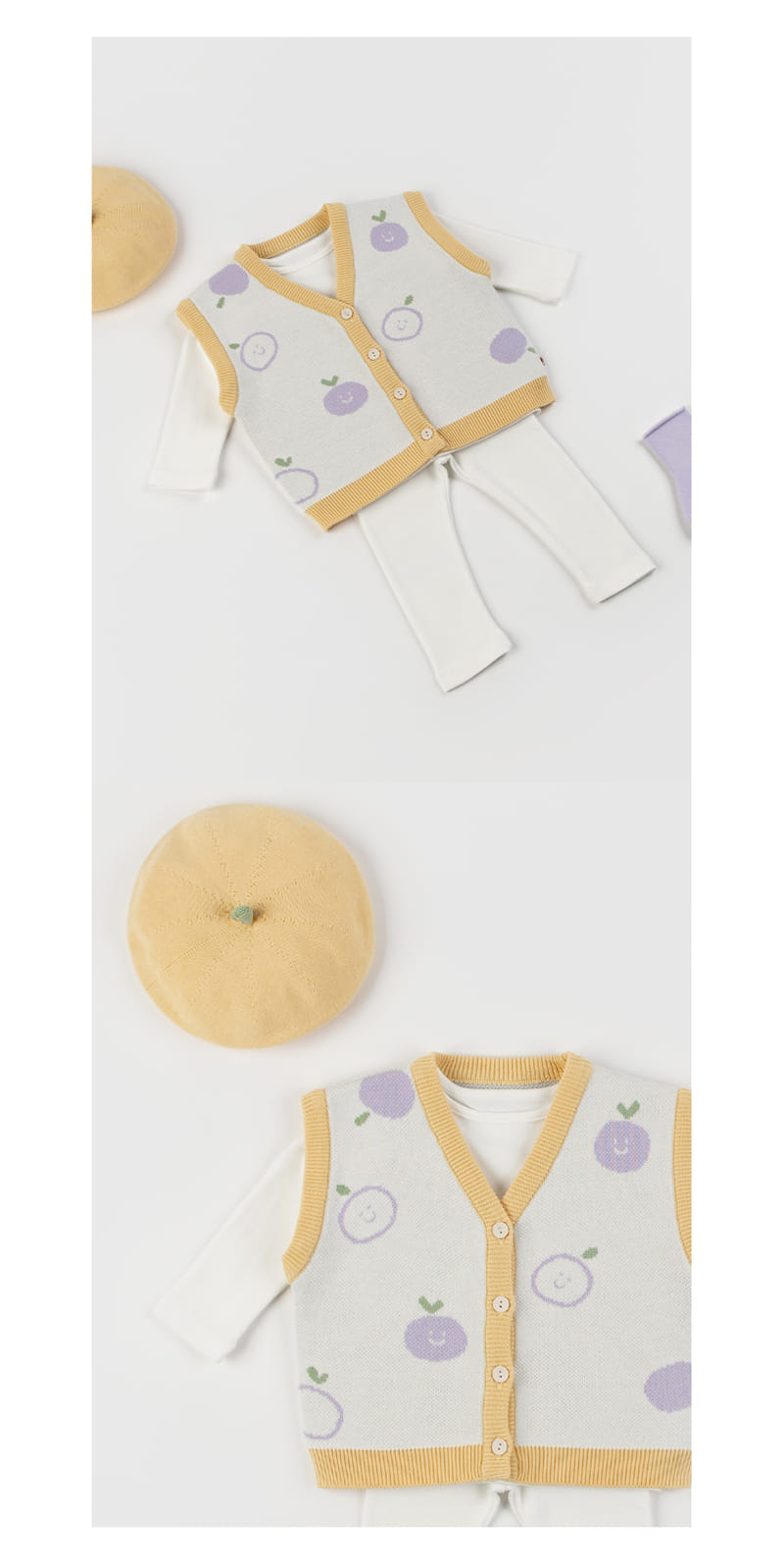Kids Clara - Korean Baby Fashion - #babyoninstagram - Purple Berry Knit Baby Vest - 3