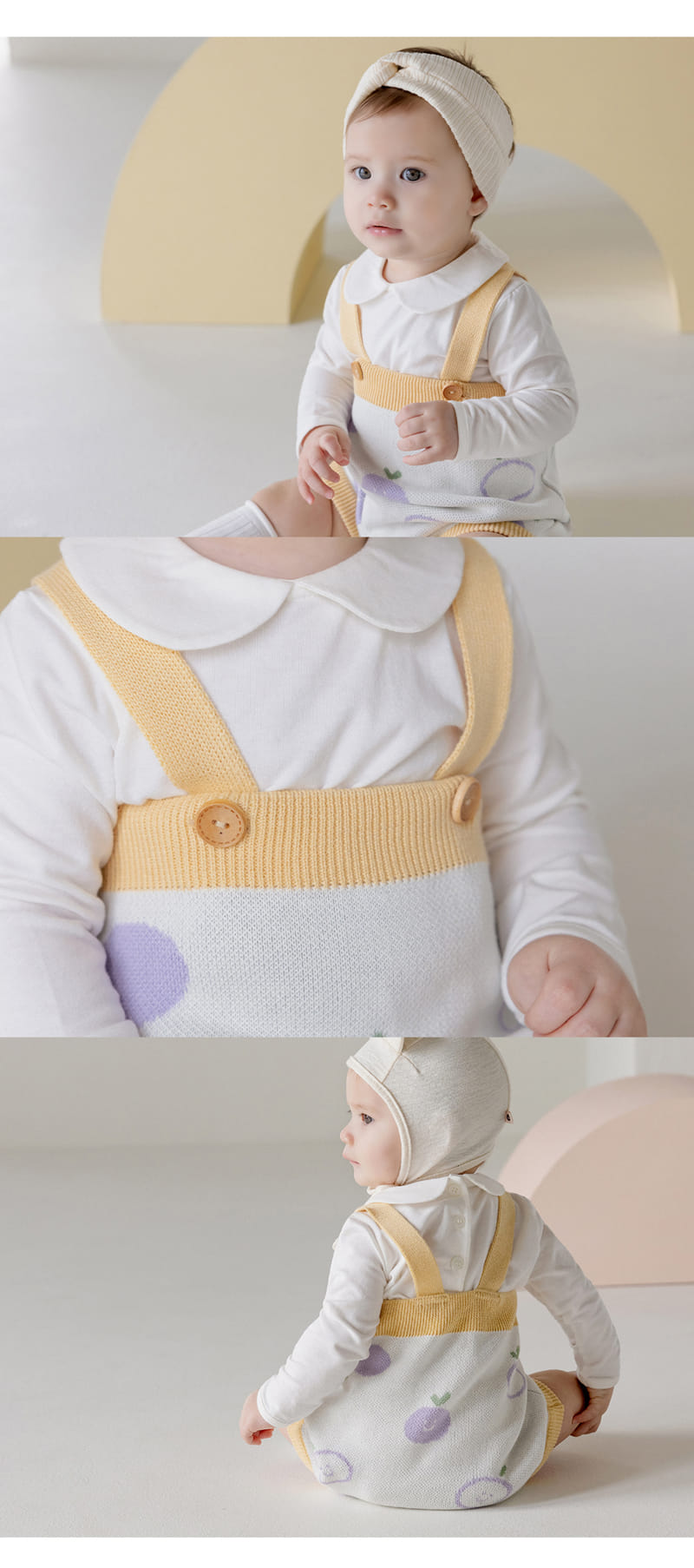 Kids Clara - Korean Baby Fashion - #babyootd - Purple Berry Knit Baby Overalls - 5