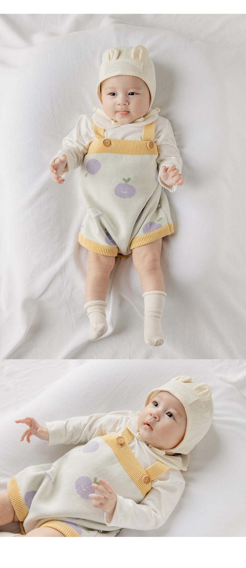 Kids Clara - Korean Baby Fashion - #babyoutfit - Purple Berry Knit Baby Overalls - 6