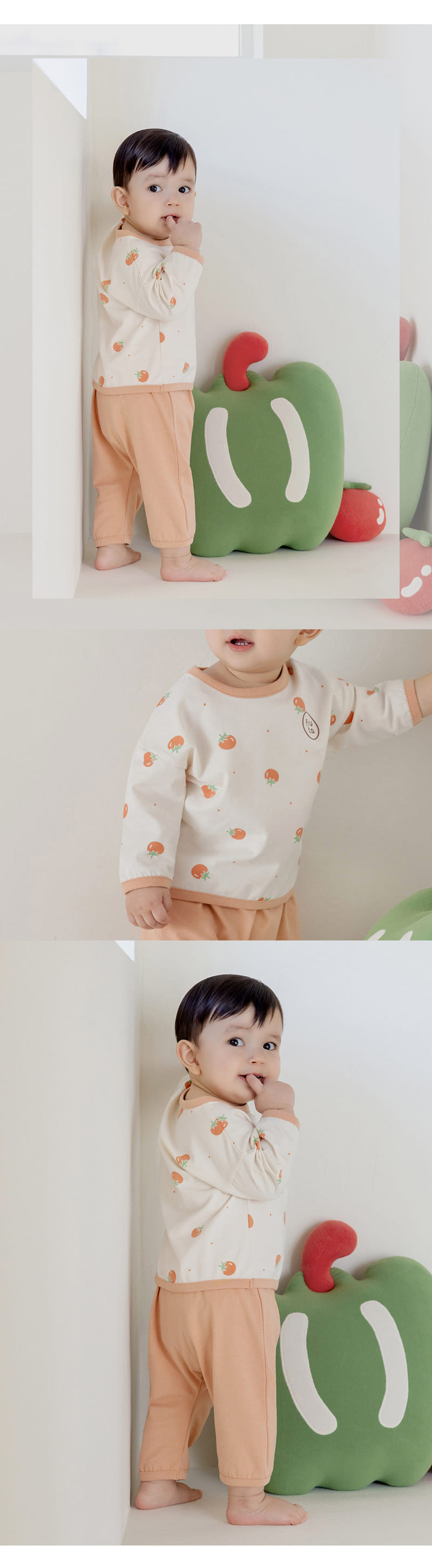Kids Clara - Korean Baby Fashion - #babywear - Vage Rounge Baby Top Bottom Set - 3