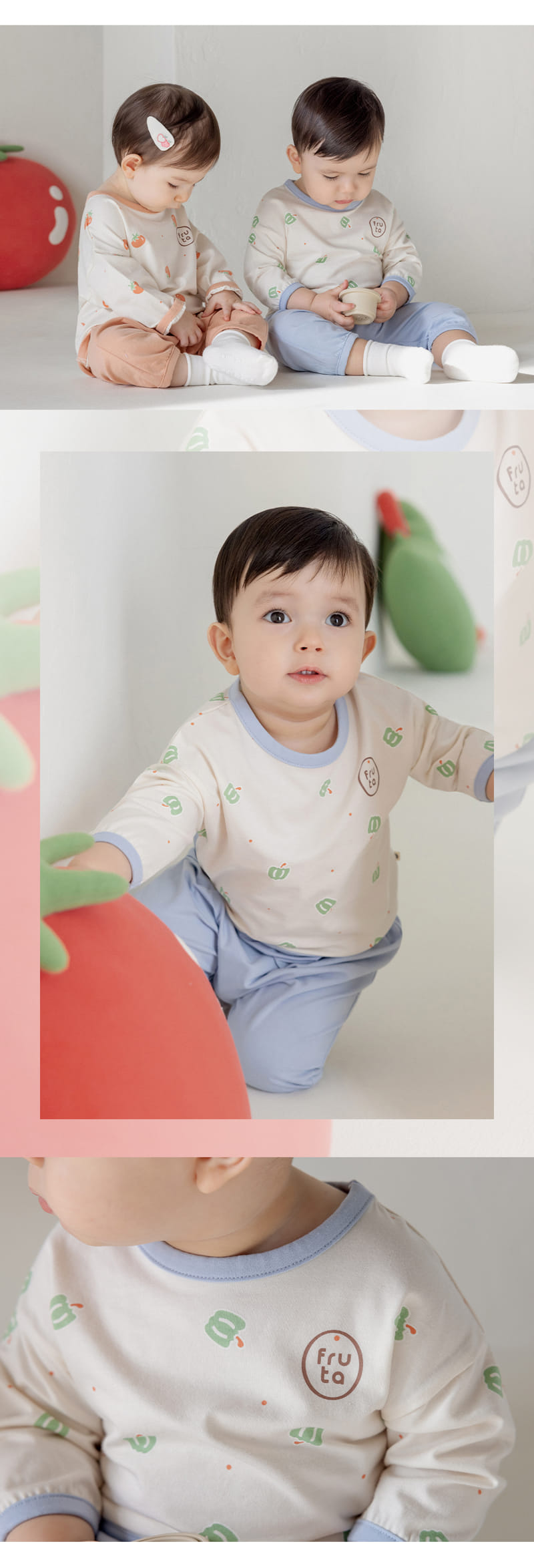 Kids Clara - Korean Baby Fashion - #onlinebabyshop - Vage Rounge Baby Top Bottom Set - 5