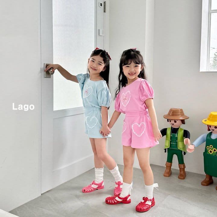 Lago - Korean Children Fashion - #kidsshorts - Lovely Swan Top Bottom Set - 2