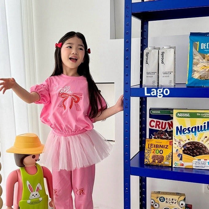 Lago - Korean Children Fashion - #magicofchildhood - Ribbon Mesh Jogger - 7