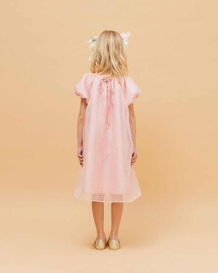 Le Bev - Korean Children Fashion - #prettylittlegirls - Pink Snow Organza One-Piece - 4