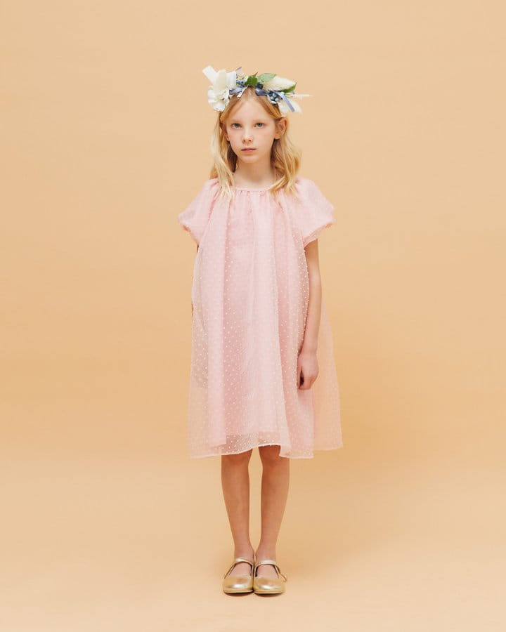 Le Bev - Korean Children Fashion - #childrensboutique - Pink Snow Organza One-Piece - 6