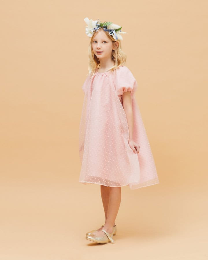 Le Bev - Korean Children Fashion - #minifashionista - Pink Snow Organza One-Piece - 2