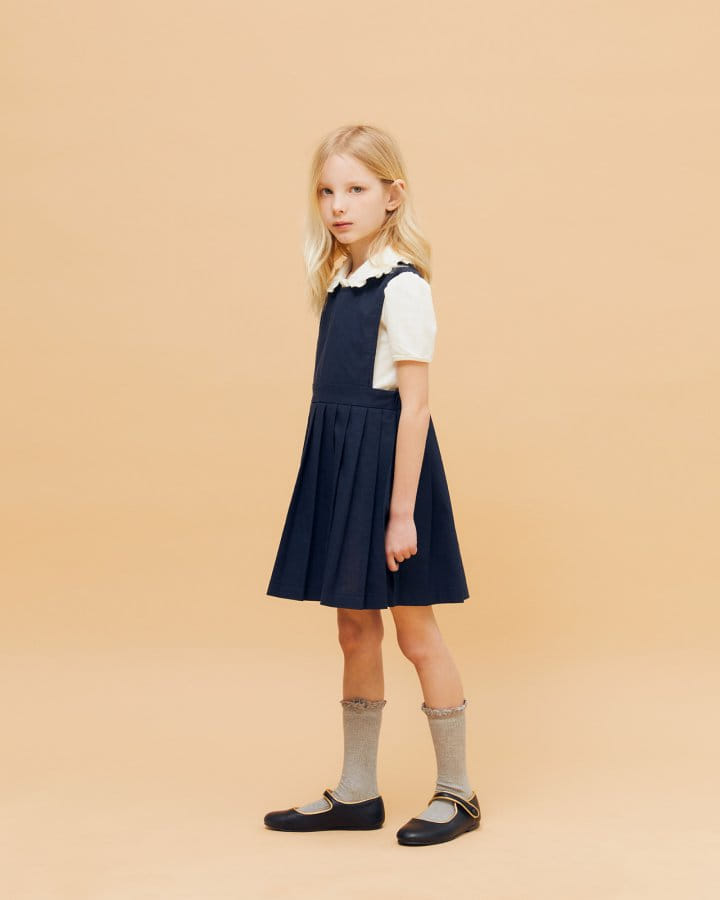 Le Bev - Korean Children Fashion - #prettylittlegirls - Linen C Pleats One-Piece - 5
