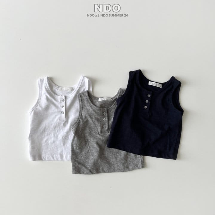 Lindo - Korean Children Fashion - #Kfashion4kids - Slub Button Sleeveless Tee