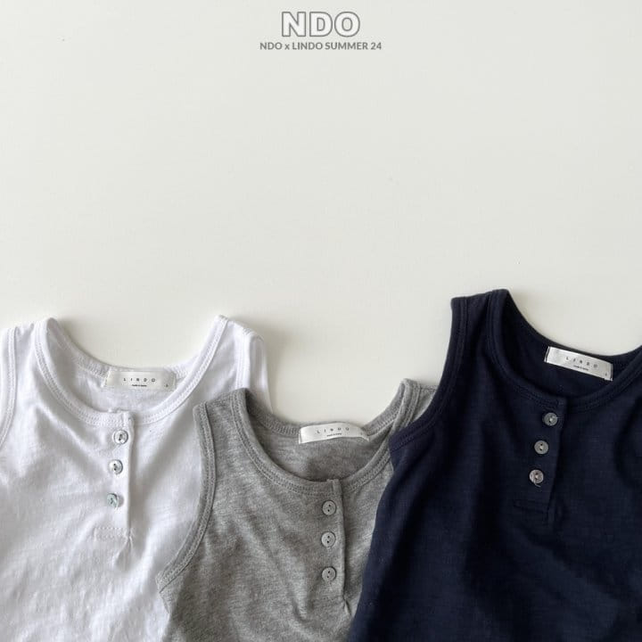 Lindo - Korean Children Fashion - #littlefashionista - Slub Button Sleeveless Tee - 2