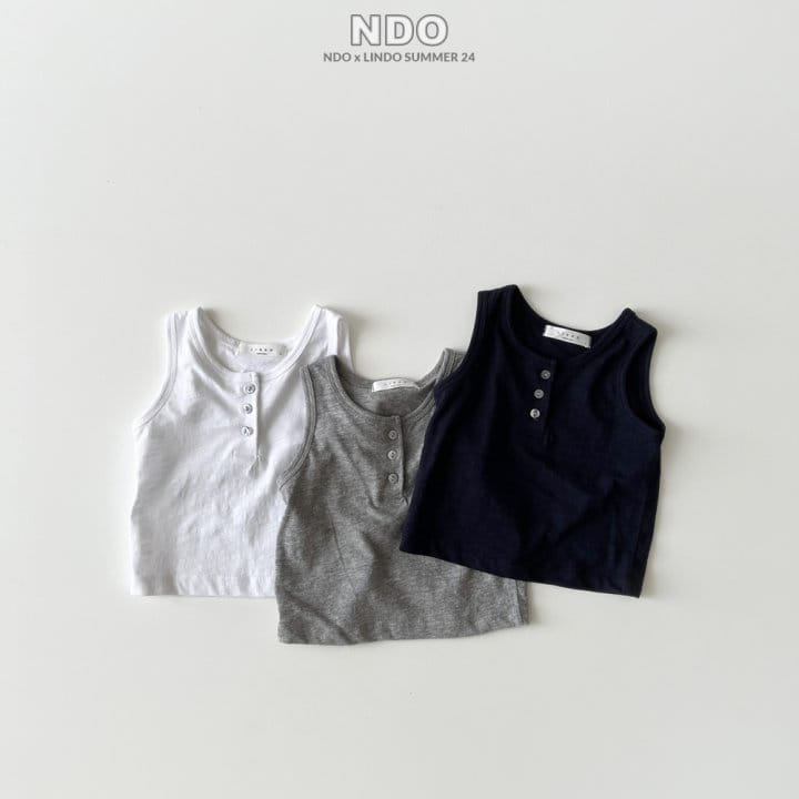 Lindo - Korean Children Fashion - #toddlerclothing - Slub Button Sleeveless Tee - 7