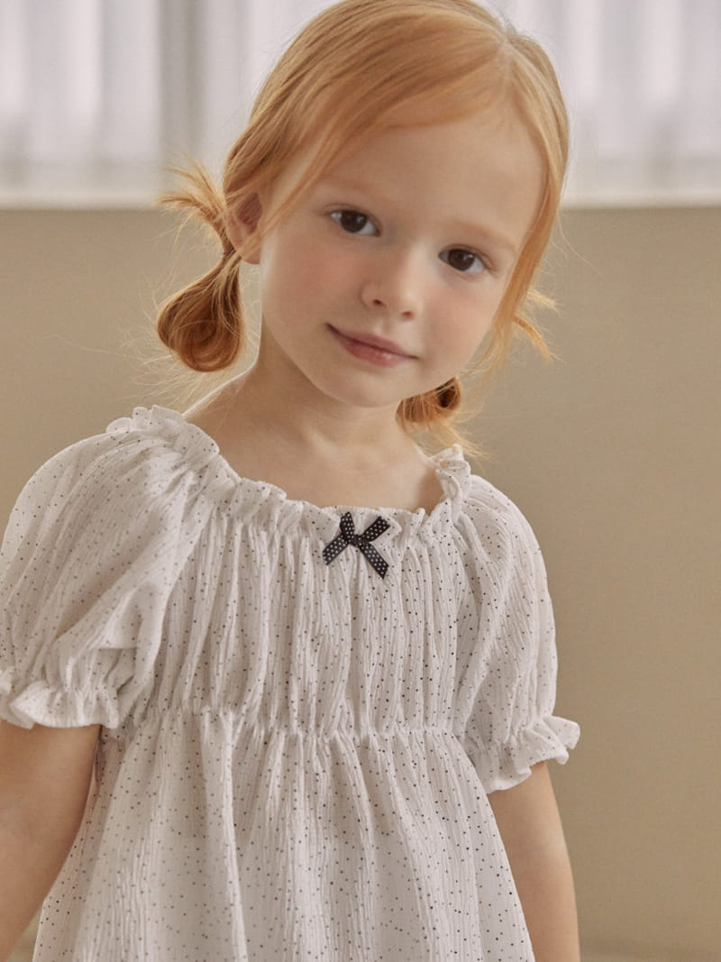 Lolobole - Korean Children Fashion - #kidsshorts - Dot Ribbon Blouse - 3
