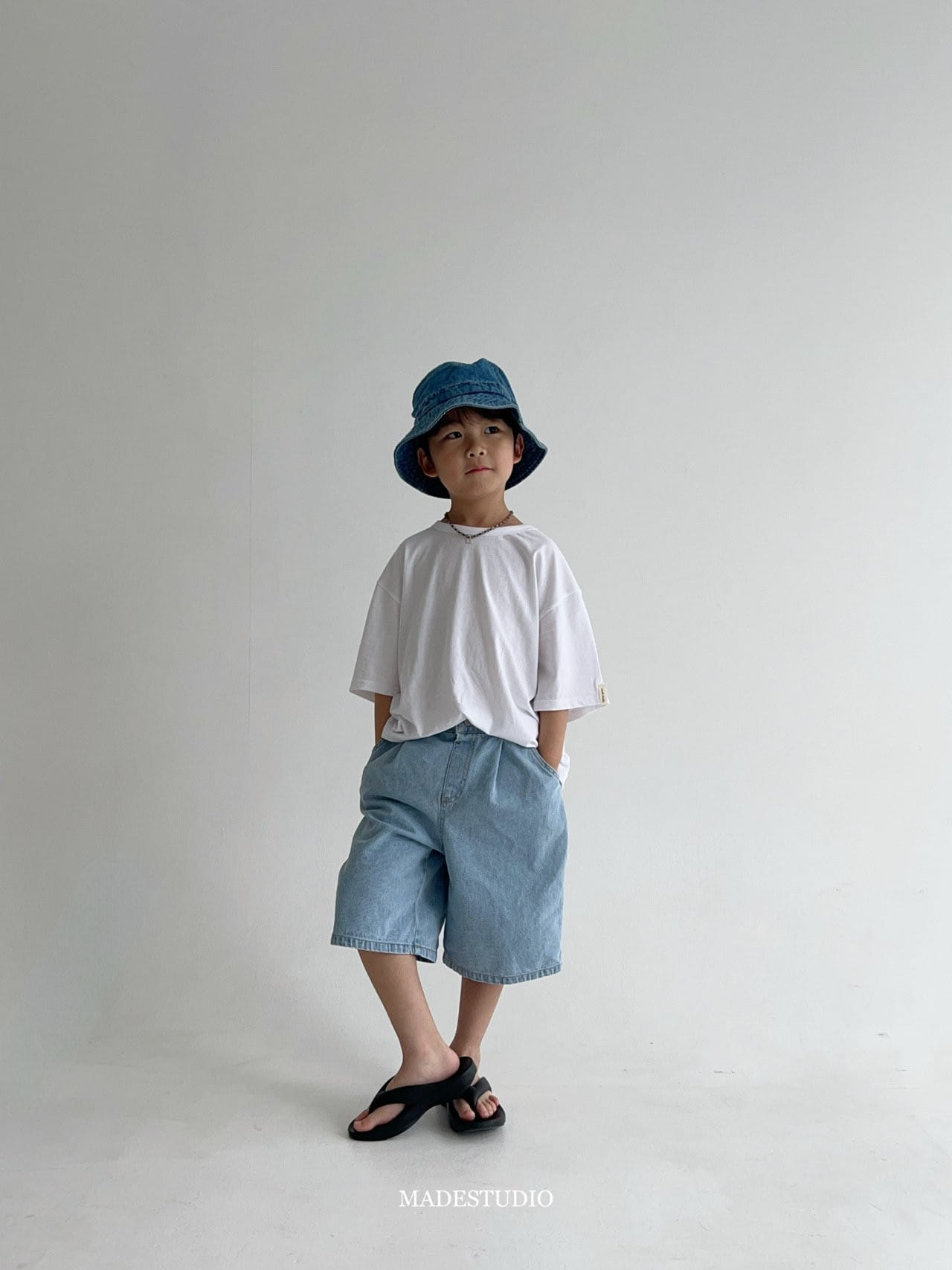 Made Studio - Korean Children Fashion - #discoveringself - Half Denim Pants - 4
