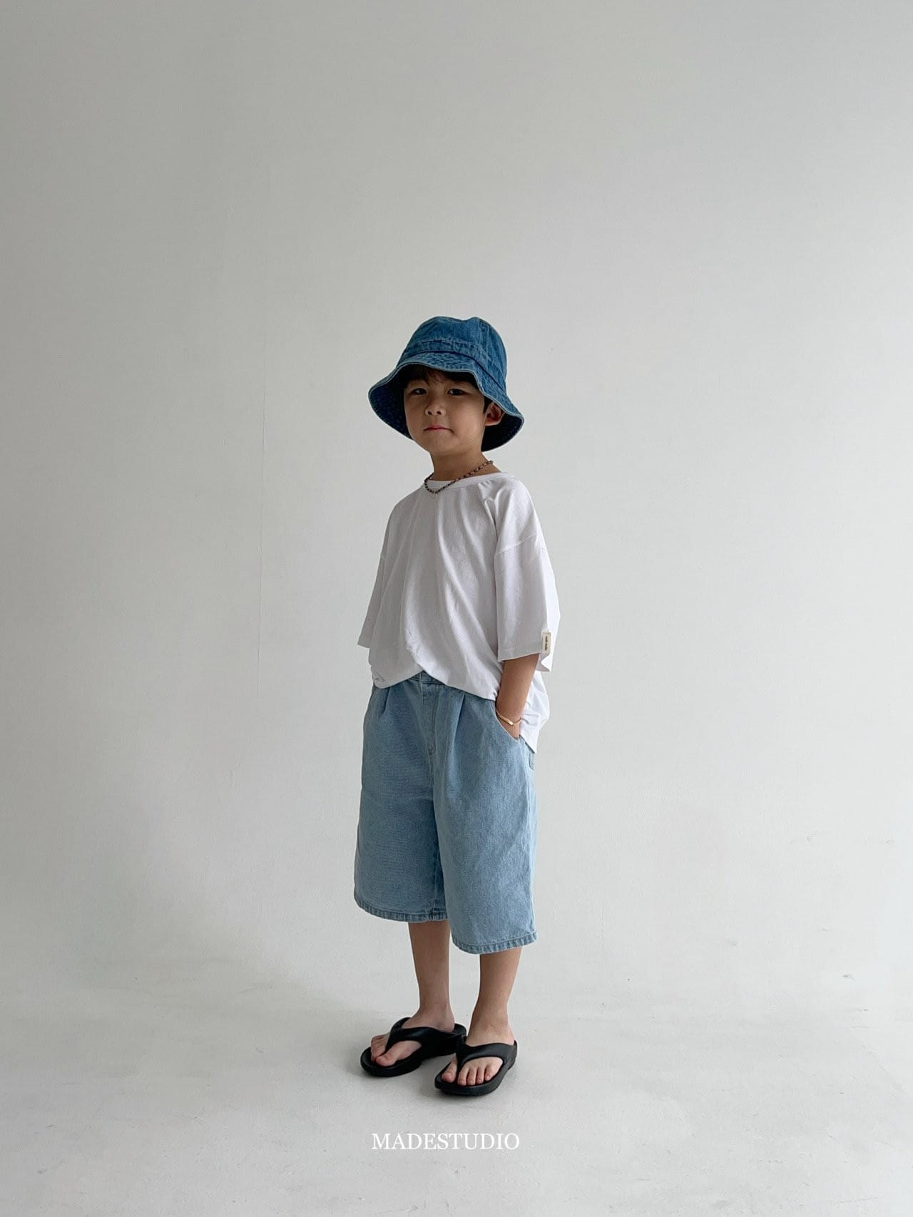 Made Studio - Korean Children Fashion - #kidzfashiontrend - Half Denim Pants - 7