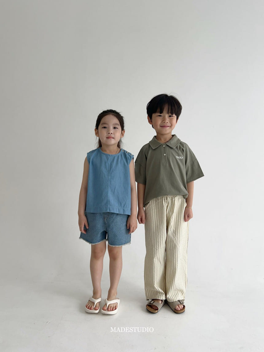 Made Studio - Korean Children Fashion - #kidzfashiontrend - Denim Sleeveless Top - 5