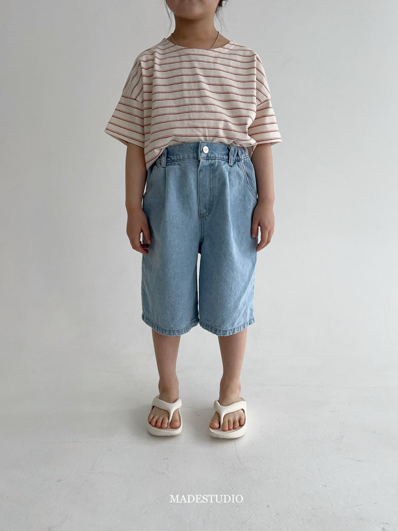 Made Studio - Korean Children Fashion - #minifashionista - Half Denim Pants - 11