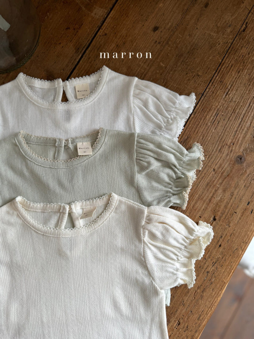 Marron Kid - Korean Baby Fashion - #babyclothing - Eyelet Tee - 2