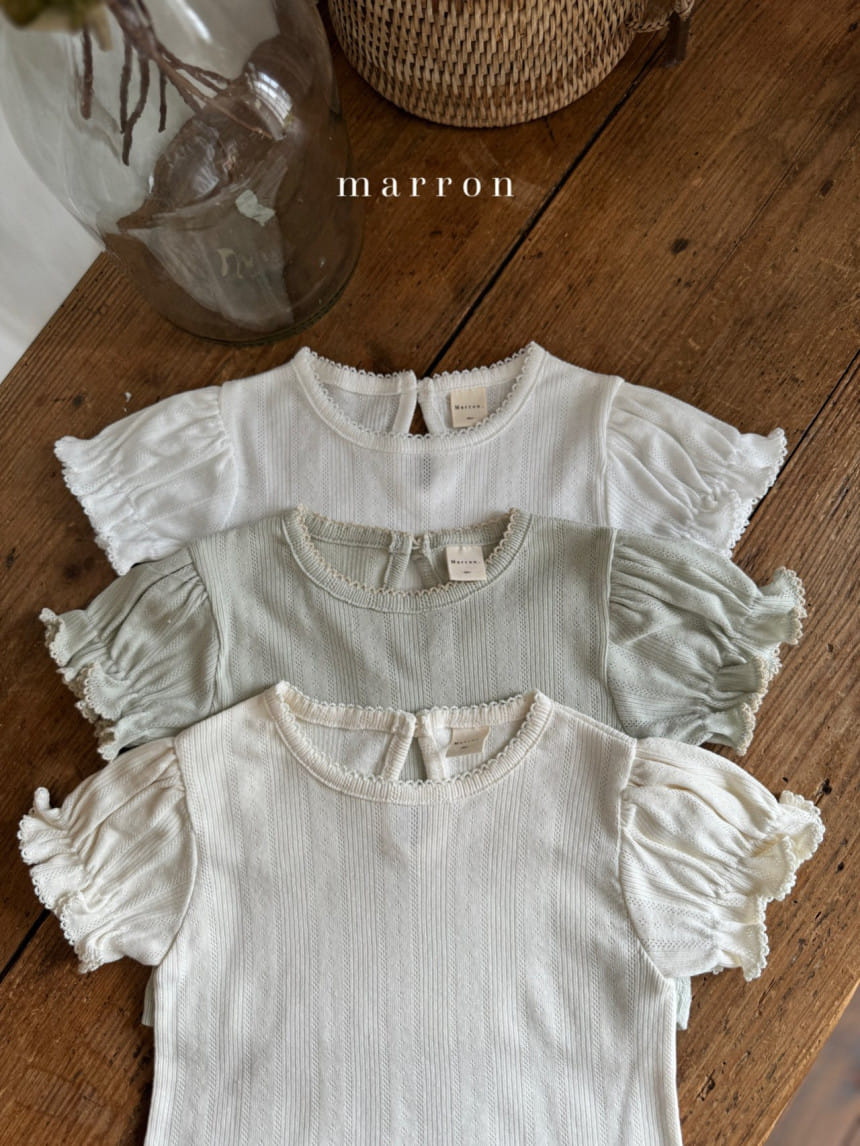 Marron Kid - Korean Baby Fashion - #babyfashion - Eyelet Tee - 3