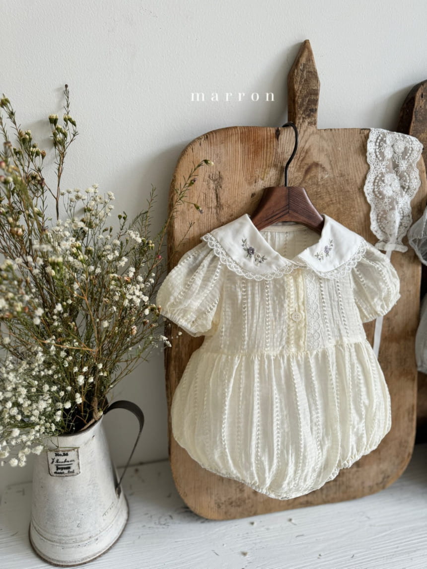 Marron Kid - Korean Baby Fashion - #babyoninstagram - Iris Embroidery Body Suit - 2