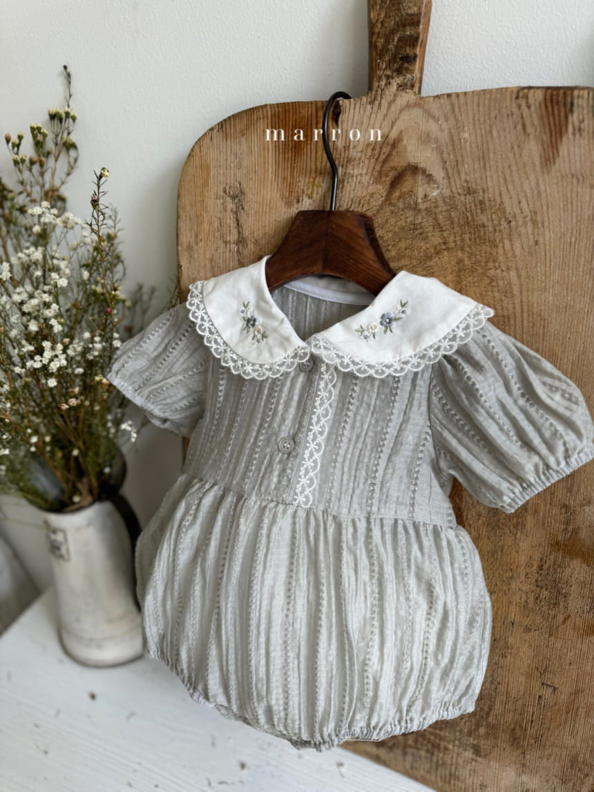 Marron Kid - Korean Baby Fashion - #babywear - Iris Embroidery Body Suit - 6