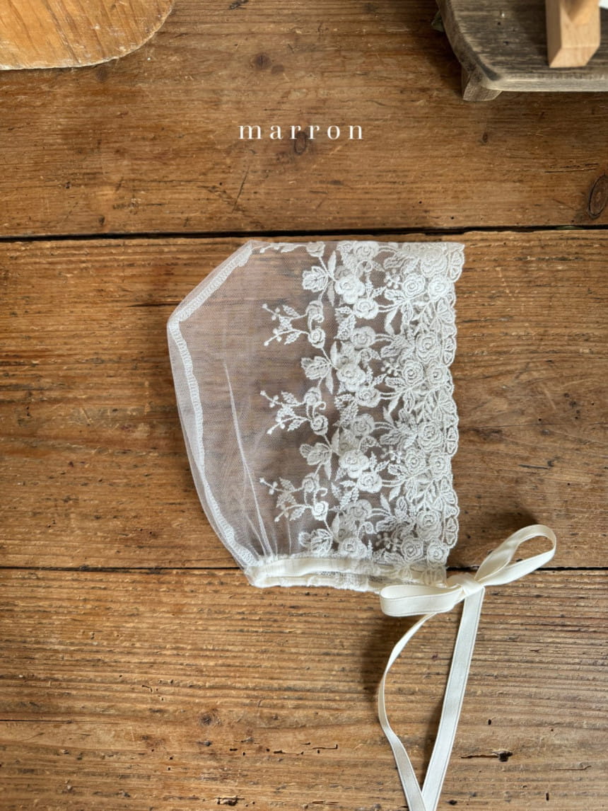 Marron Kid - Korean Baby Fashion - #onlinebabyboutique - Cream Lace Bonnet - 5
