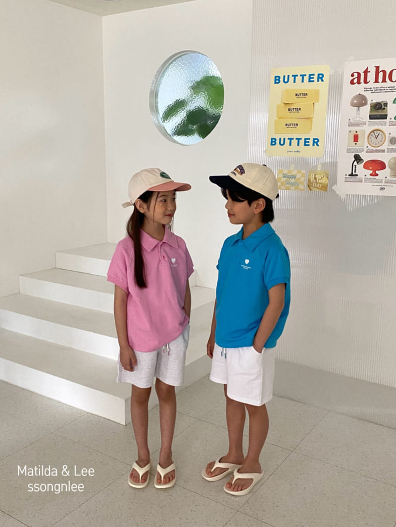 Matilda & Lee - Korean Children Fashion - #discoveringself - Heart Collar Top Bottom Set - 8