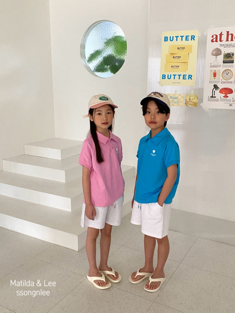 Matilda & Lee - Korean Children Fashion - #kidsshorts - Heart Collar Top Bottom Set - 10