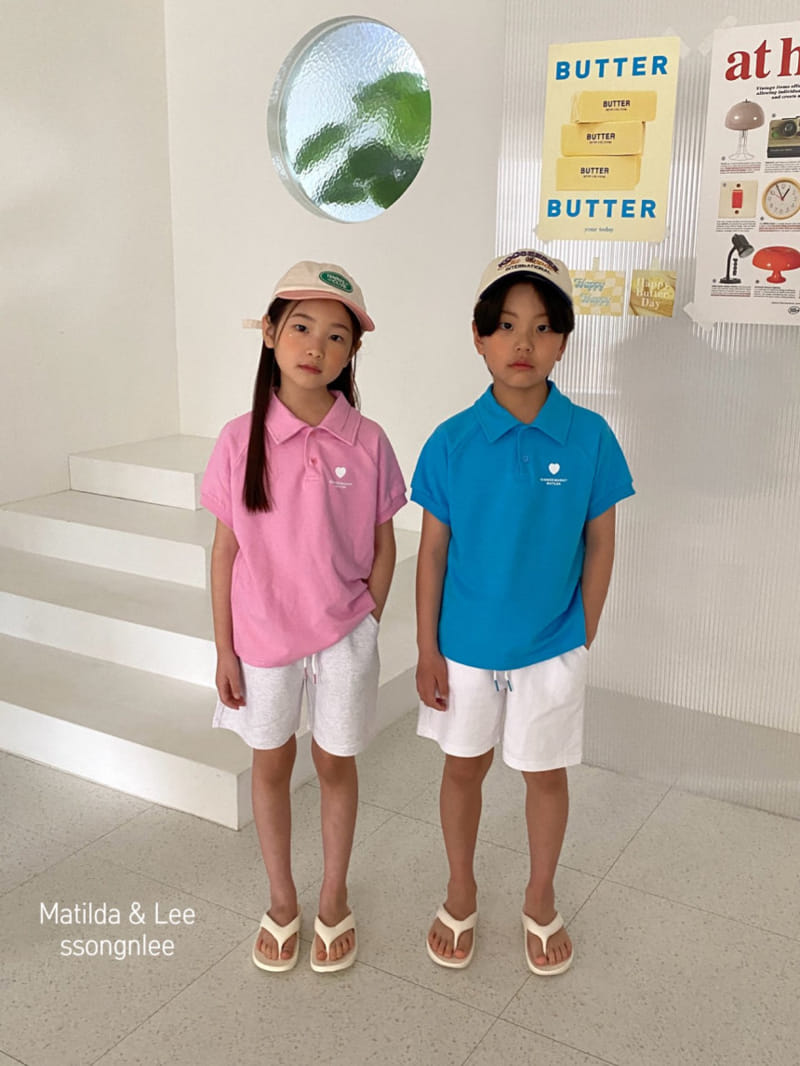 Matilda & Lee - Korean Children Fashion - #magicofchildhood - Heart Collar Top Bottom Set