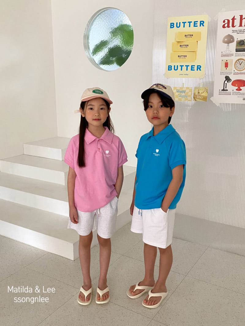 Matilda & Lee - Korean Children Fashion - #prettylittlegirls - Heart Collar Top Bottom Set - 3